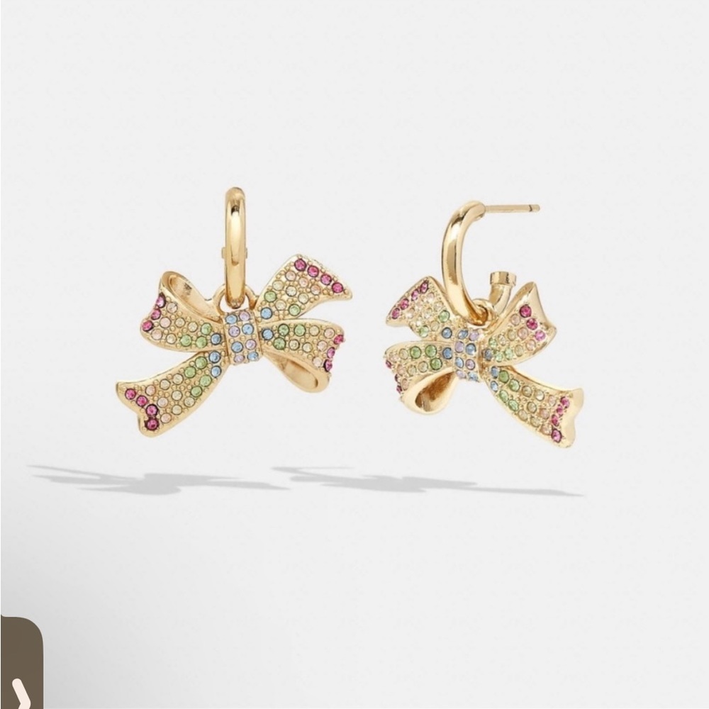 Coach Pave Bow Huggie Earrings